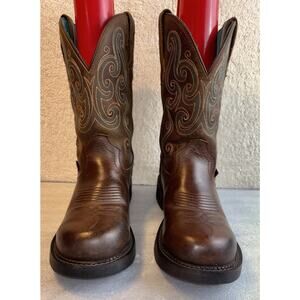 Justin TASHA 11” Leather Waterproof Work Boots Steel Toe Women Size 8.5 B GY9991